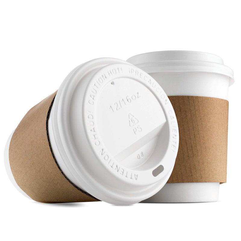 NYHI 200 Pack 8 oz White Paper Disposable Coffee Cups with Lids and Sleeves Hot Cold Beverage Drinking Cup for Water Juice Espresso Tea Ideal for Water Coolers Party - Image 2